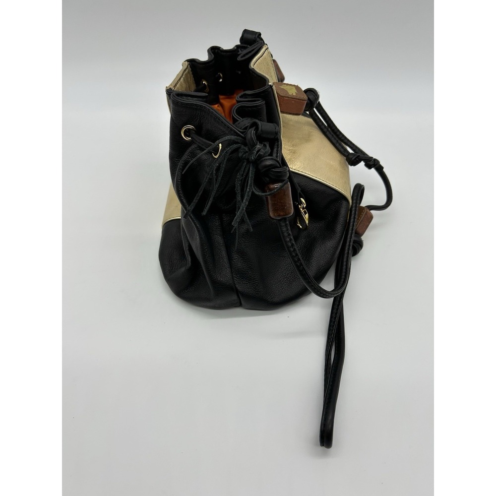 LouLou De la Falaise Vintage Black leather shoulder bag Wooden Accents - Picture 5 of 10